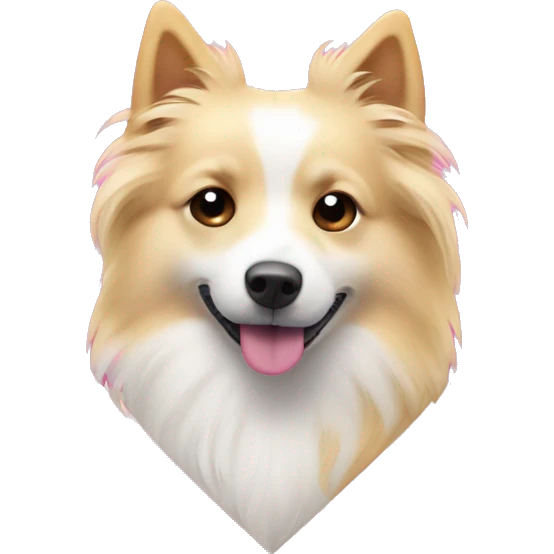 White and blonde spots spitz in a pink heart emoji