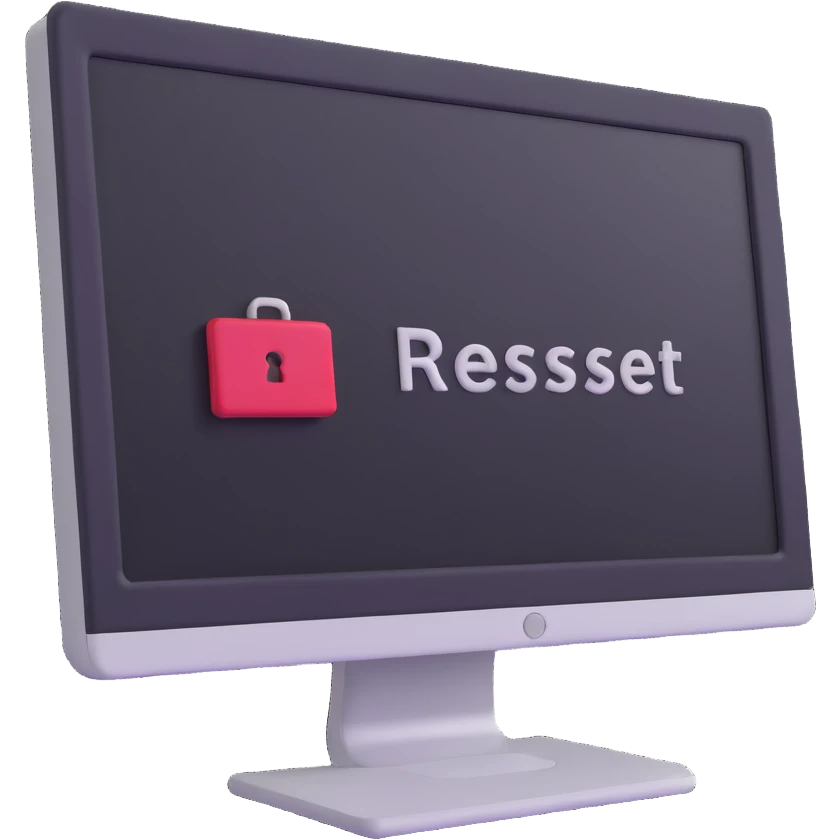 Computer screen with password field and reset button emoji