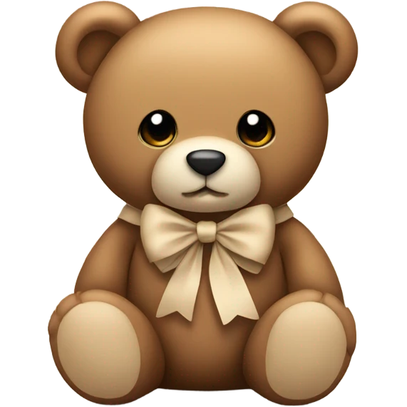 Sitting baby teddy bear with beige bow emoji