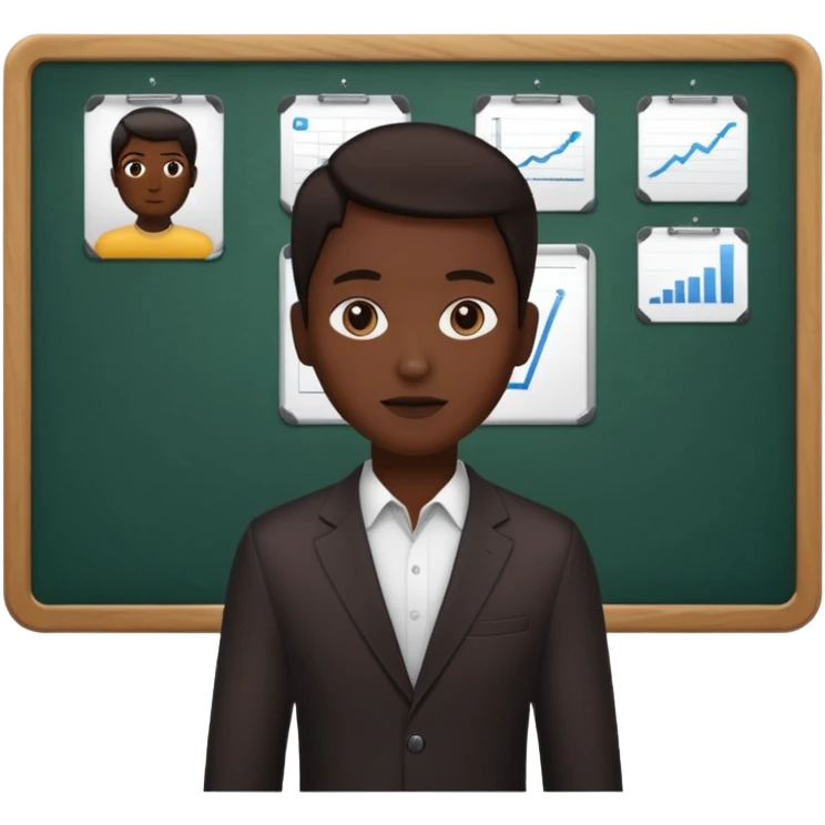 person silhouette standing next to a project board emoji