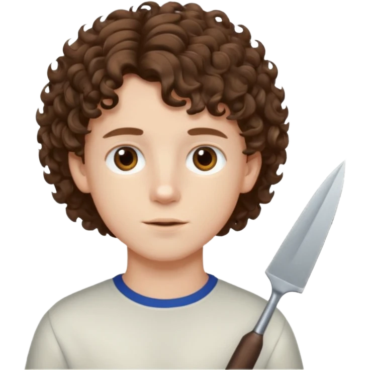 boy,  brown hair, curly hair, brown eyes, pale skin, , hair edger hairtcut emoji
