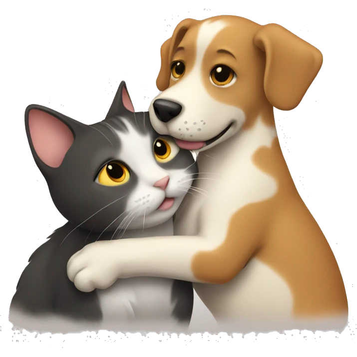 Dog and cat hugging emoji