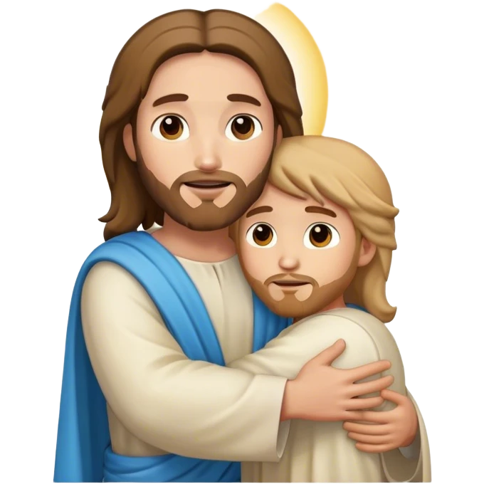 Jesus holding out a hug emoji