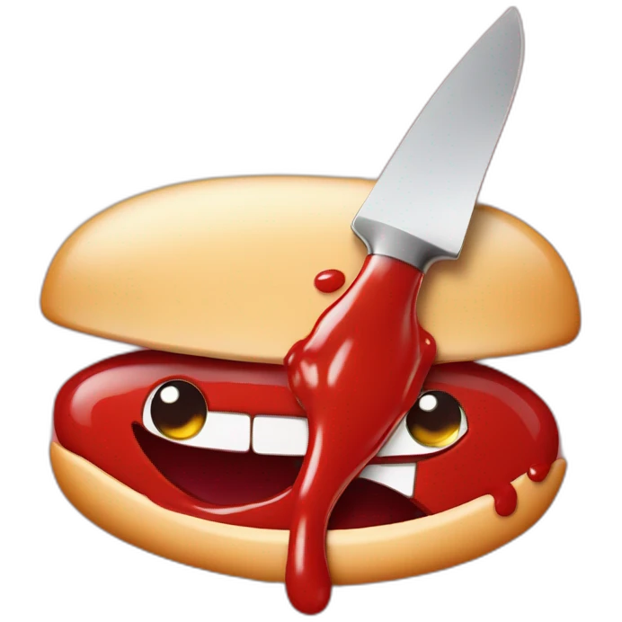 goofy with butterknife covered in ketchup emoji