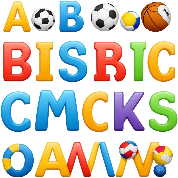 capital ABC letters with sport drawings emoji