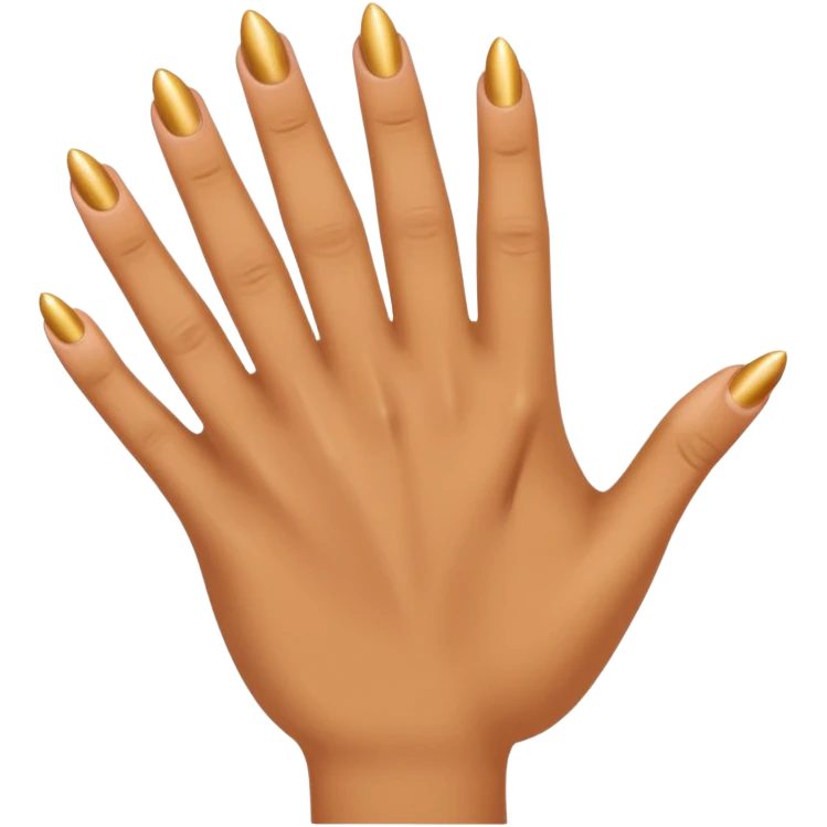Tan skin hand with very short gold nails emoji