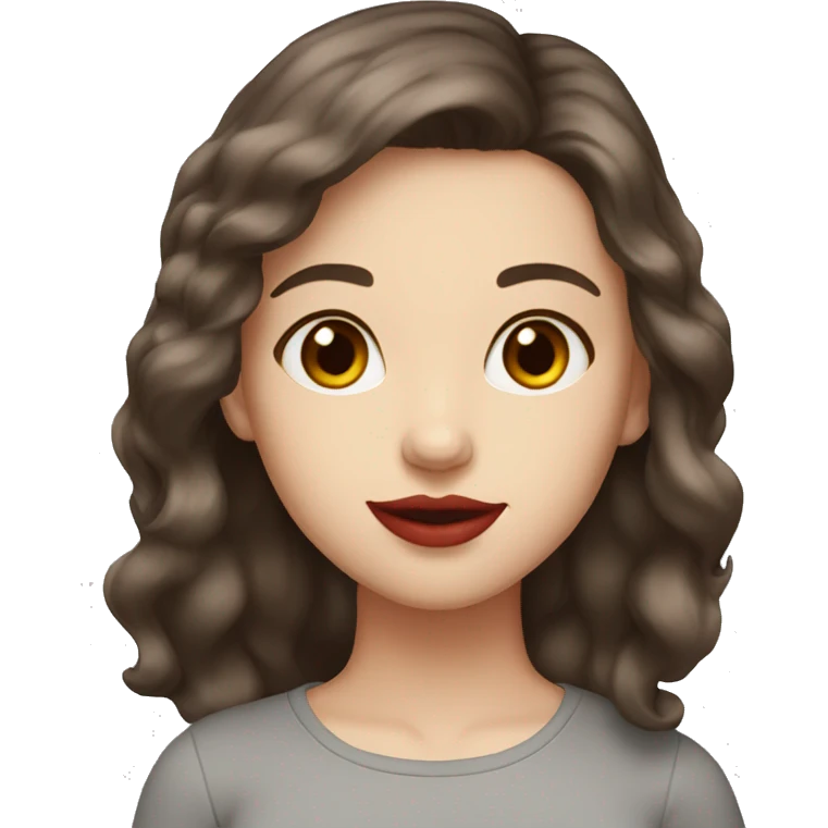 girl darkbrown hair red lips fair skin emoji