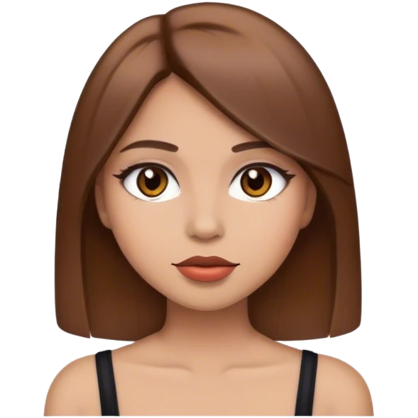 Brown hair girl straight hair light skin make up   emoji