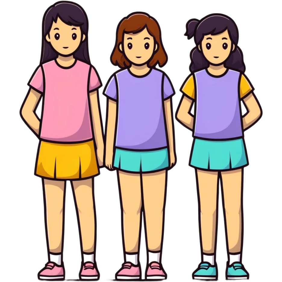 3 girls standing in a group emoji
