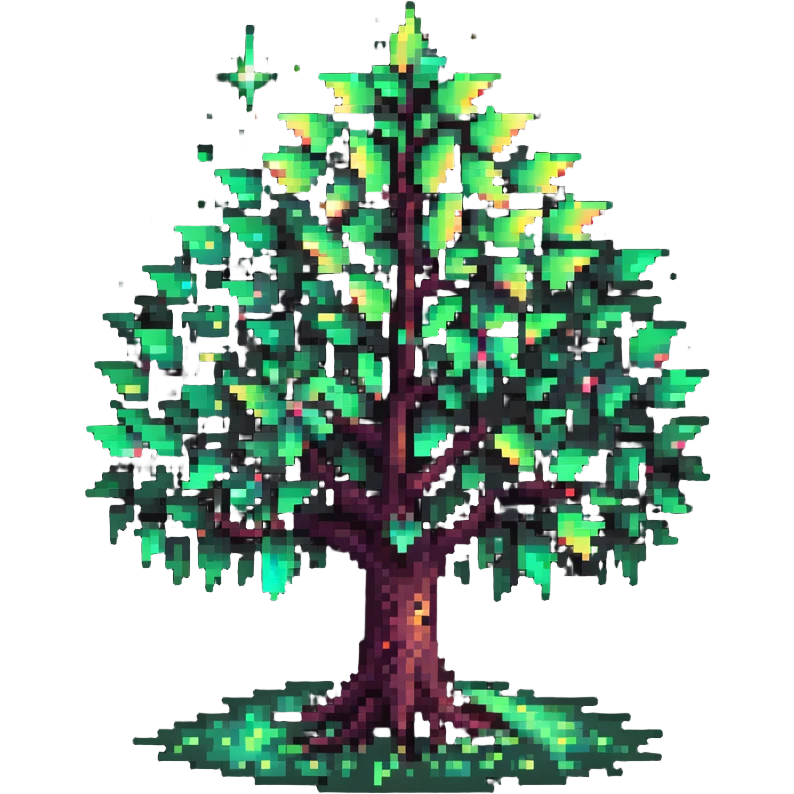 mystical tree with sparkling leaves and glowing magical aura emoji