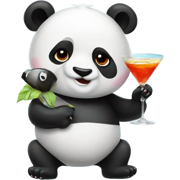 Panda with a cocktail emoji