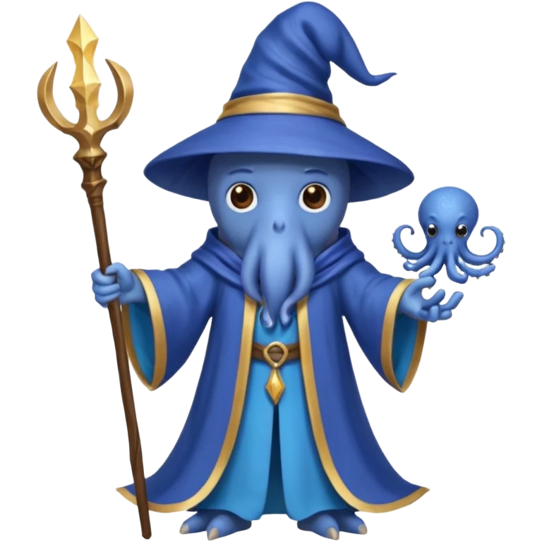 The blue octopus wizard of Dungeons and Dragons emoji