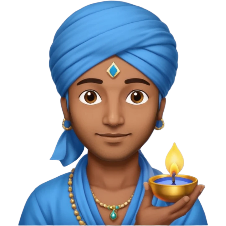 diwali man with blue turban and diwali emoji