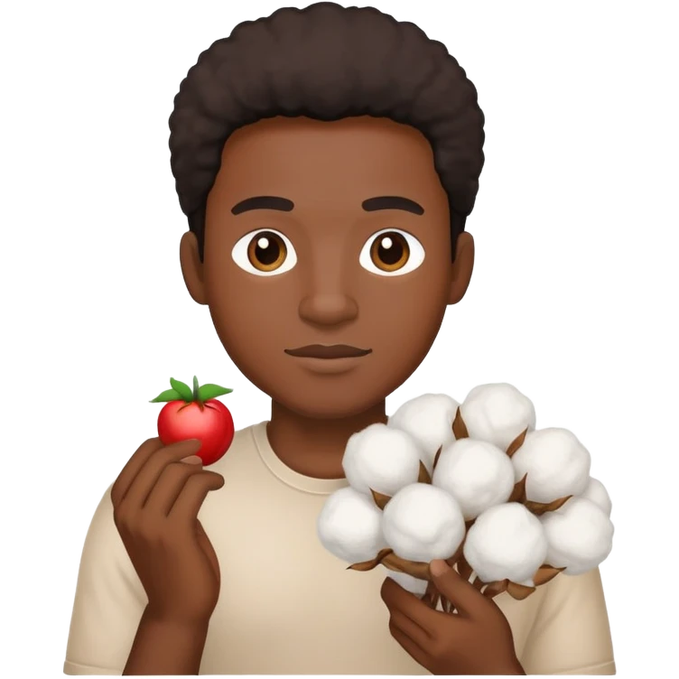 Black man with cotton emoji