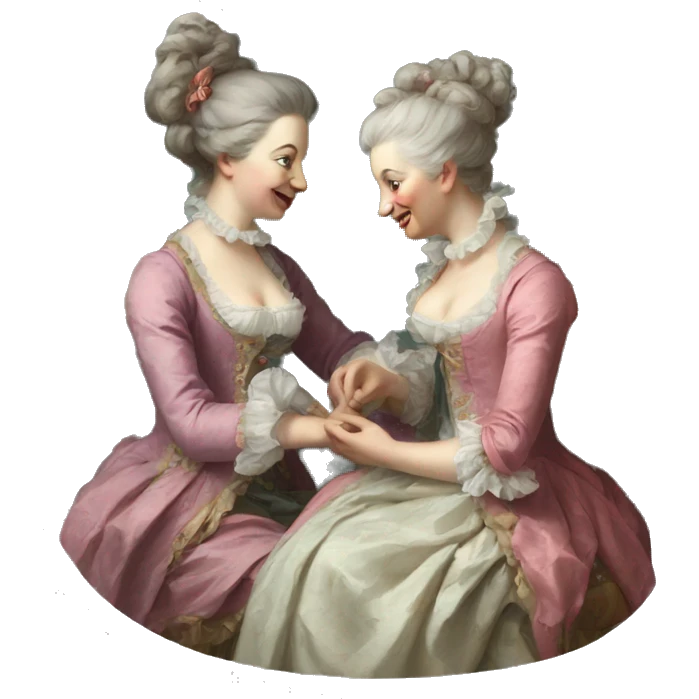 Painting of two rococo women chatting emoji