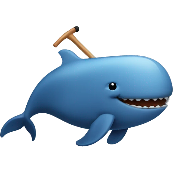 A whale holding a hockey stick emoji