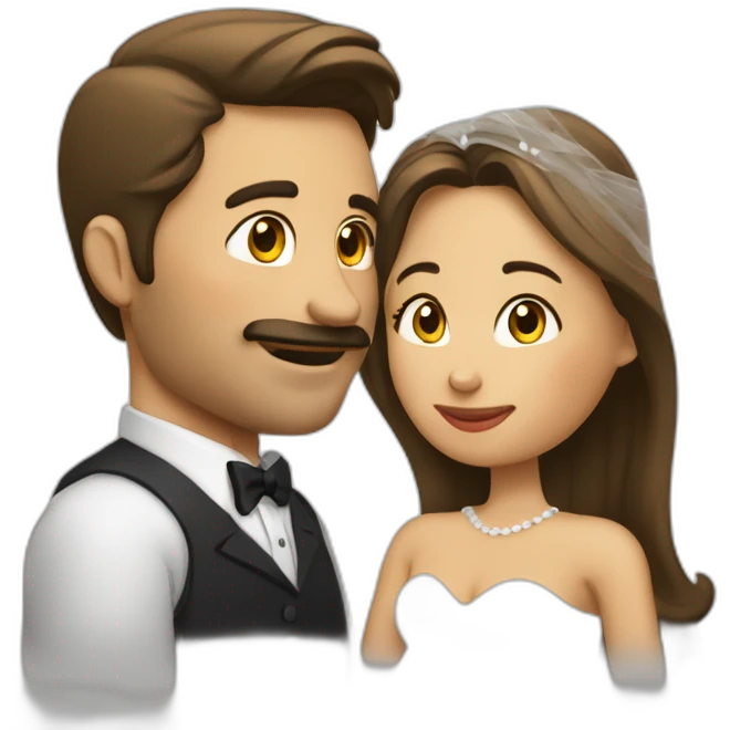 Un hombre alto y su novia bajita dándose besos emoji