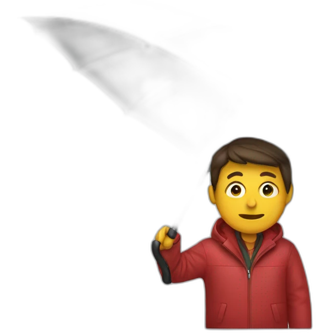 man with red jacket tired with umbrella  emoji