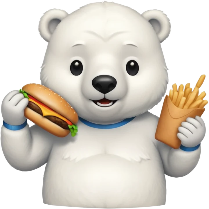 polar bear with burger wearing shirt emoji
