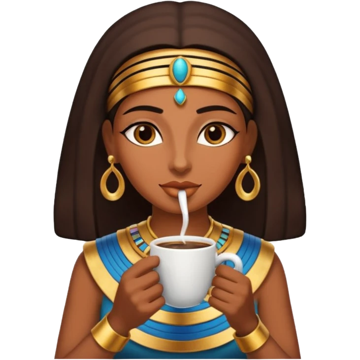 ancient egypt woman drink coffee emoji