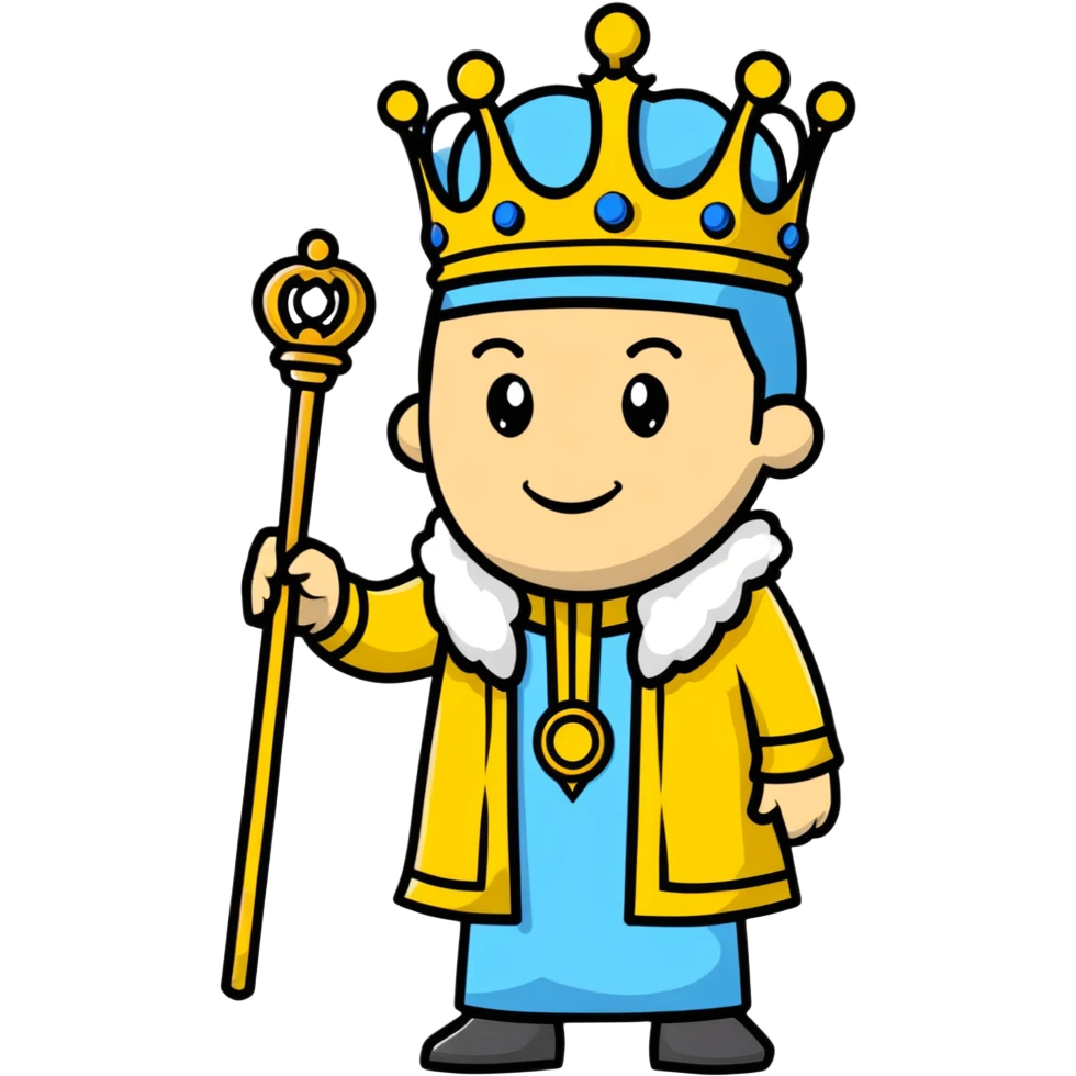 Swedish king, smiling, holding a scepter emoji