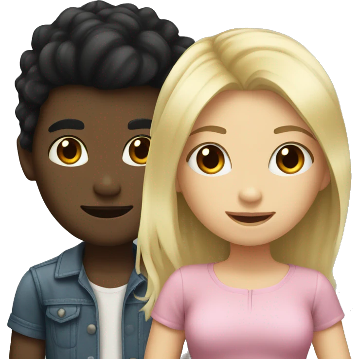 black hair boy and blonde hair girl emoji