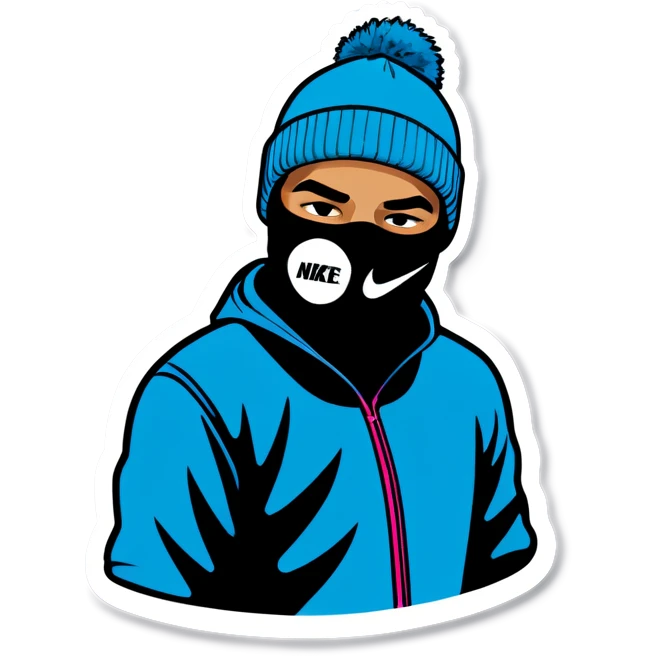a light skinned man with a nike ski mask emoji