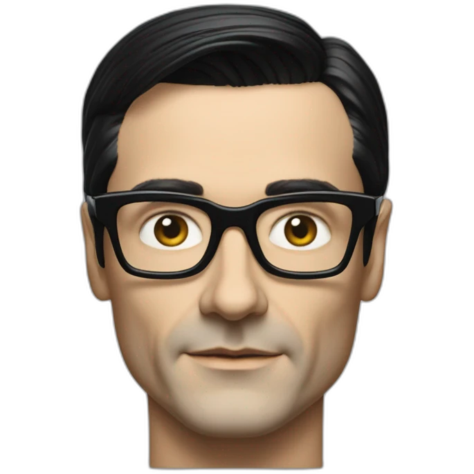 photo realistic Ralf Hutter from Kraftwerk, short straight black hair, black glasses, Tesla T-shirt emoji