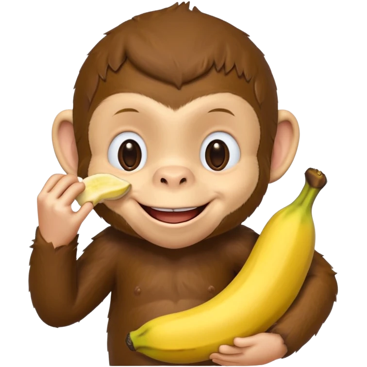 Curious George monkey peeling a banana emoji