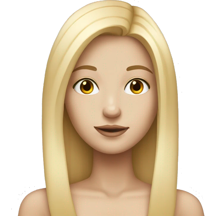 A beautiful girl with straight middle part blonde hair and white skin  emoji