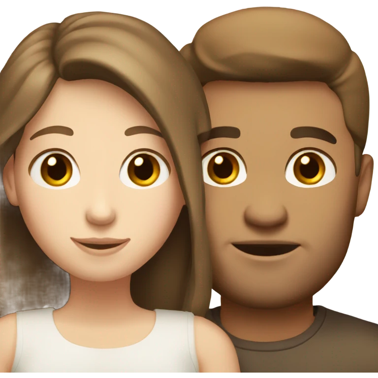 White Couple with brown hair brown eyes emoji