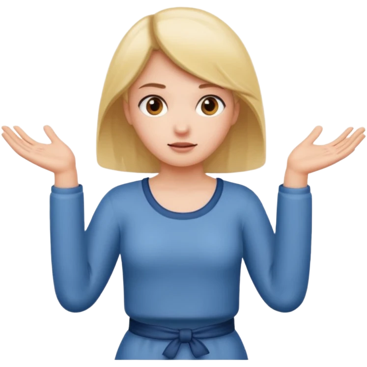 A girl shrugging his shoulders with a 6 above his left hand and a 7 above his right hand. emoji