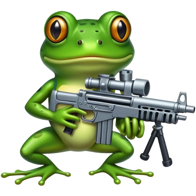 A frog with a machine gun  emoji