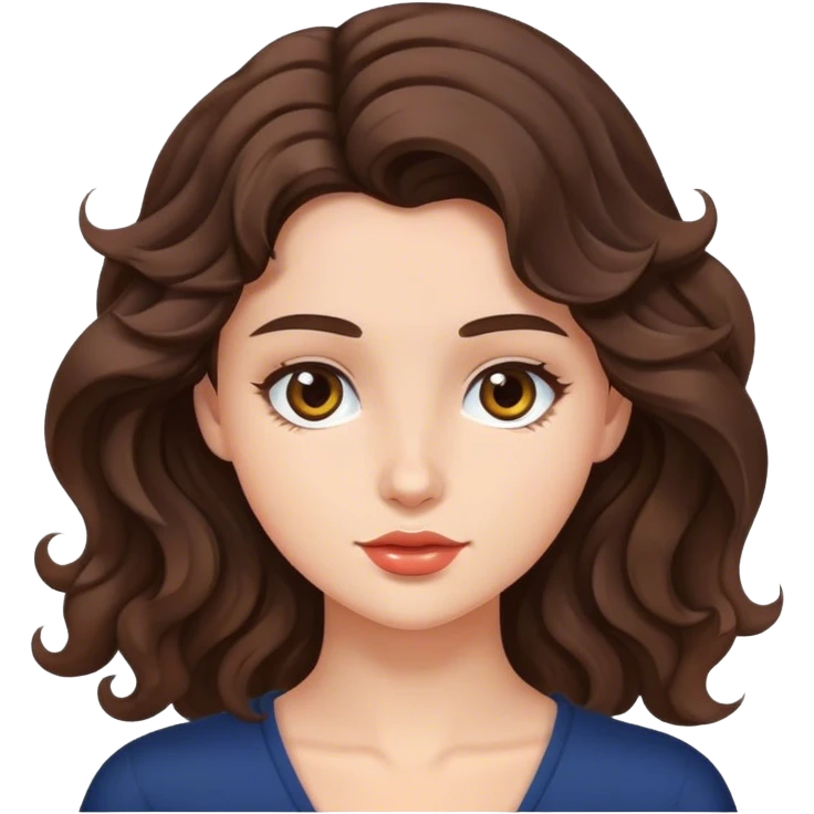 Young model brunet wavy hair emoji