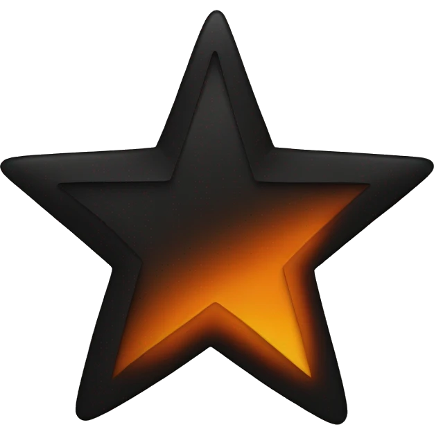star half black, half orange burnt emoji