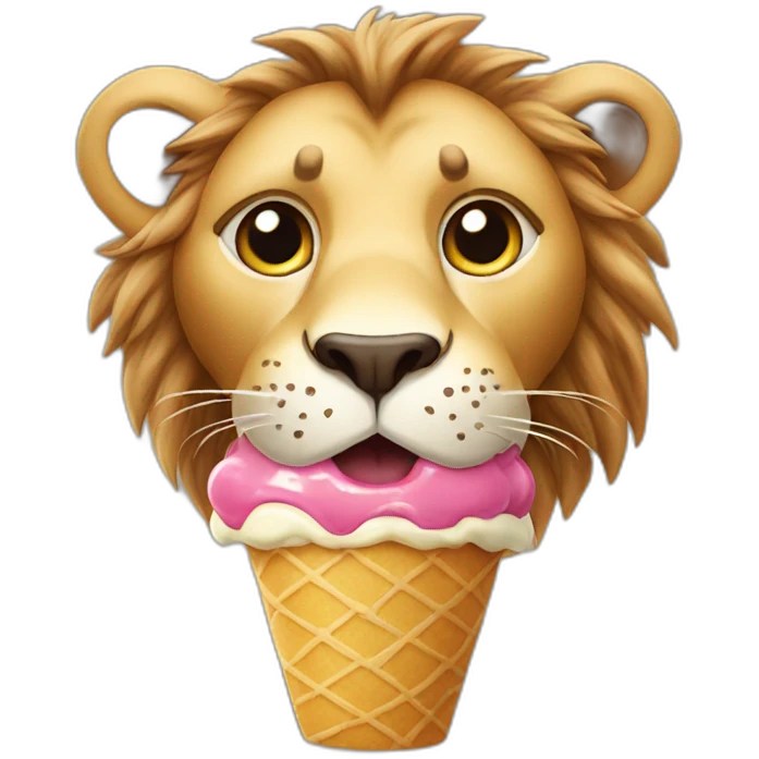 Lion eating an ice cream emoji