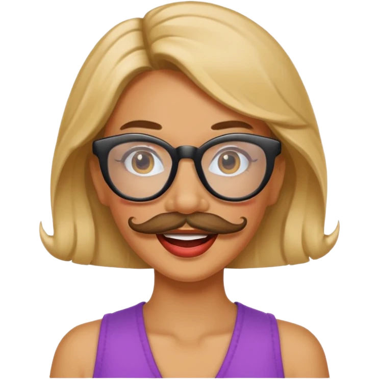 woman with joke glasses mustache emoji