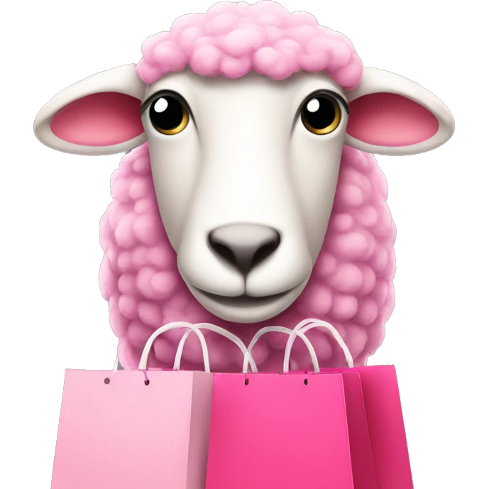 pink sheep with shopping bags  emoji