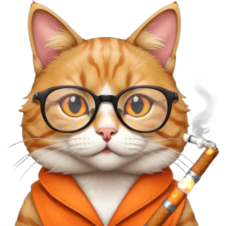 Cat with glasses and smoking emoji