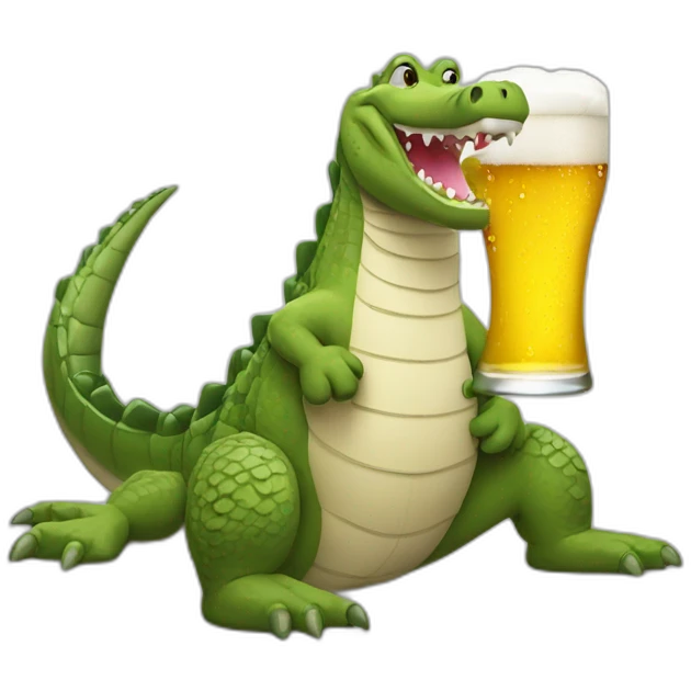Crocodile qui boit une bière emoji