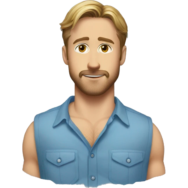 ryan gosling as ken with an open blue shirt without sleeves emoji