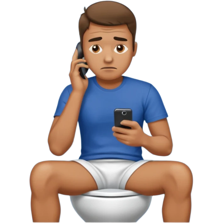 Man on toilet playing on phone emoji