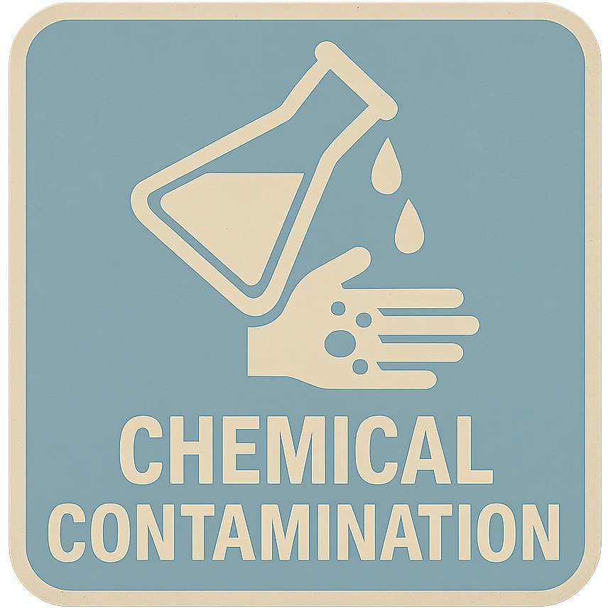 light blue and light beige sign of chemical contamination emoji