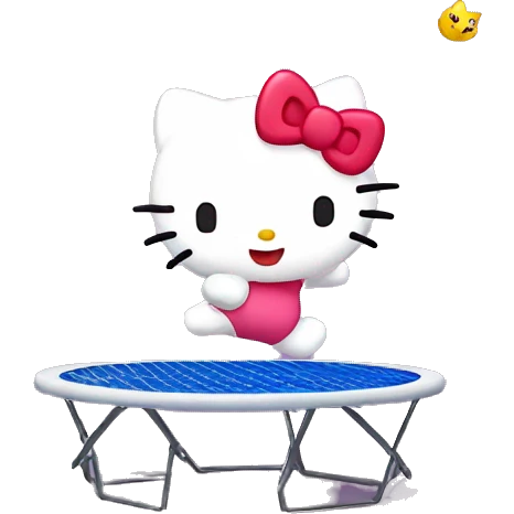 hello kitty jumping up on a trampoline emoji