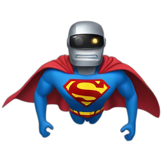 robot flying disguised as superman emoji