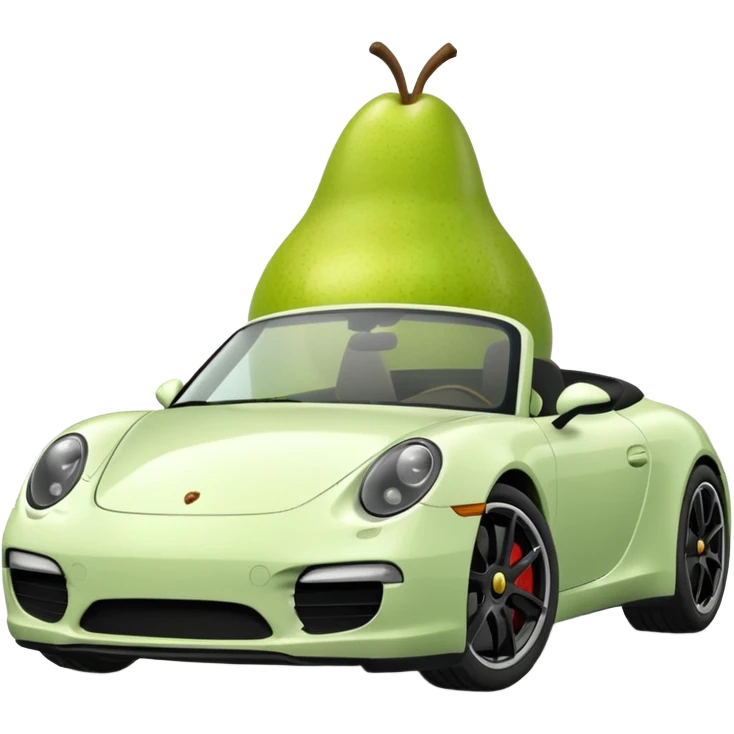 plain pear in a porshce withe black rims emoji