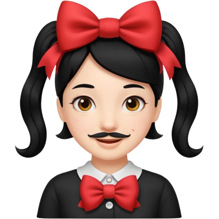 Adolf Hitler Like a girl hair with a bow  That he has black hair and a small mustache like Hitle r  emoji