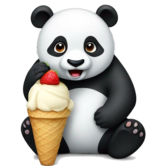 Panda eating ice cream emoji