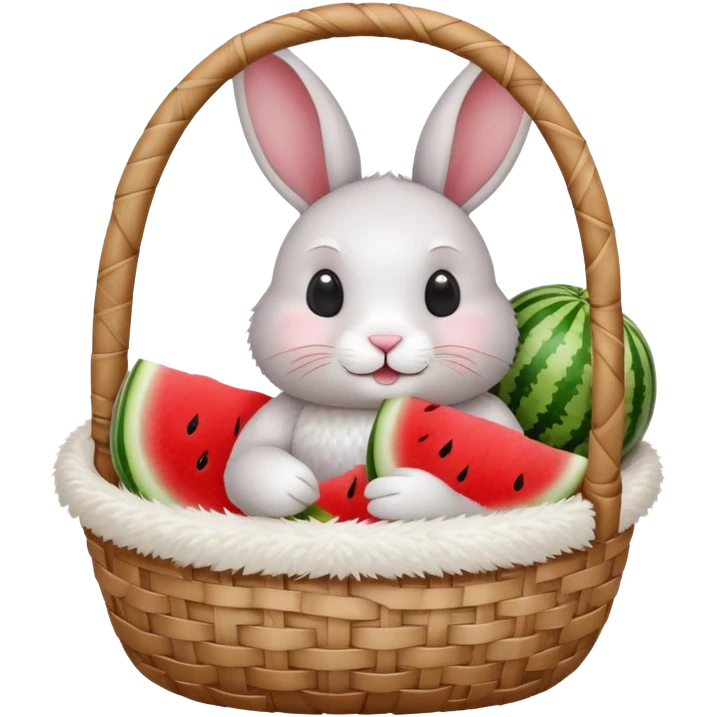 rabbit with water melon in basket emoji