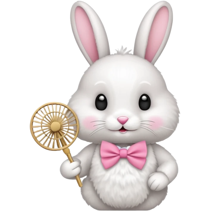 A rabbit hold a folding fan playfully emoji